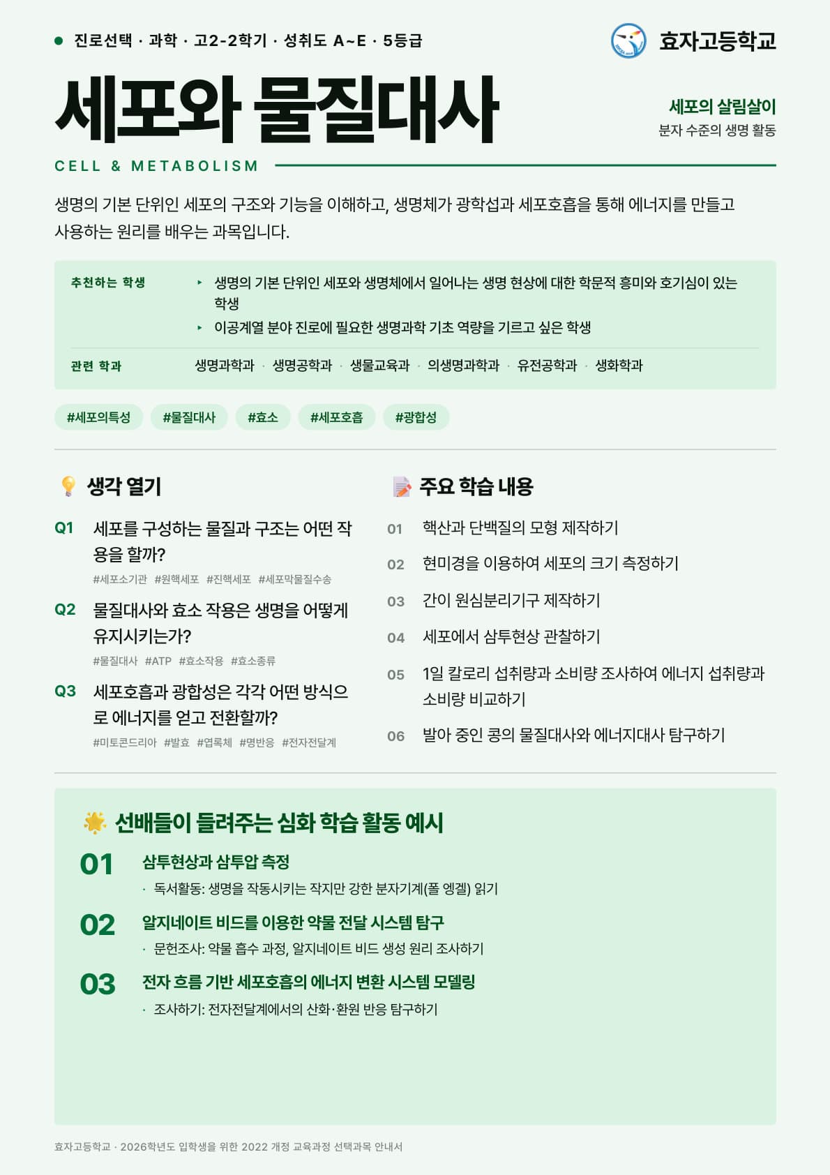 세포와 물질대사 포스터 미리보기