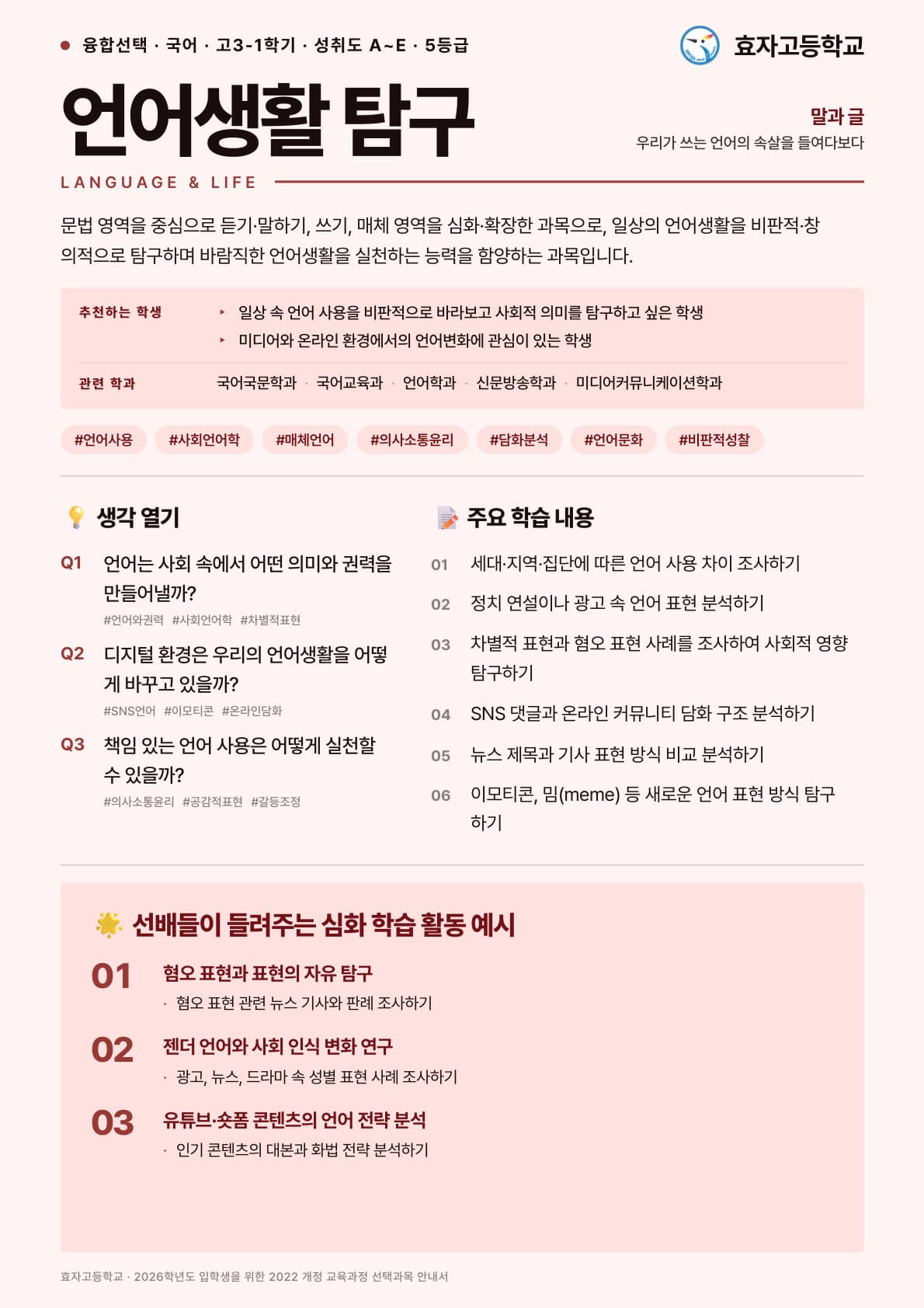 언어생활 탐구 포스터 미리보기